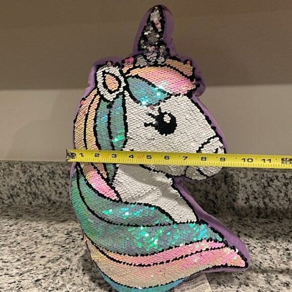 UNICORN PILLOW SEQUIN RAINBOW 16.5’ SOFT PLUSH DECORATIVE KAWAII COLLECTIBLE - Picture 3 of 10